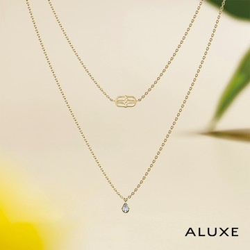 ALUXE 亞立詩 10K金 鑽石項鍊 鬱金香單鑽雙鍊 愛完美系列 遇見愛 NN0207