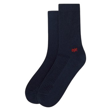 韓國 ept 小 LOGO 素面中筒襪 藍 - S/M