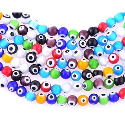 6mm 200 Pcs Evil Eye Glass Beads Assorted Colors of Jewelry Findings for Br