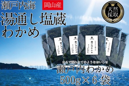 湯通し塩蔵 瀬戸内 わかめ 500g×6袋