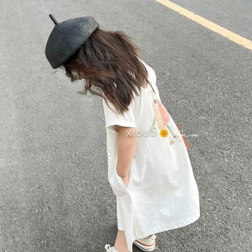 mori🎀mori韓系兒童小清新T恤裙夏裝女童短袖連衣裙洋氣寶寶公主裙