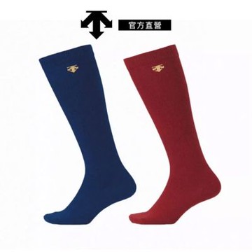 【DESCENTE】迪桑特 COLOR SOCKS 男士 足球機能襪 襪子(藍色/朱紅色)