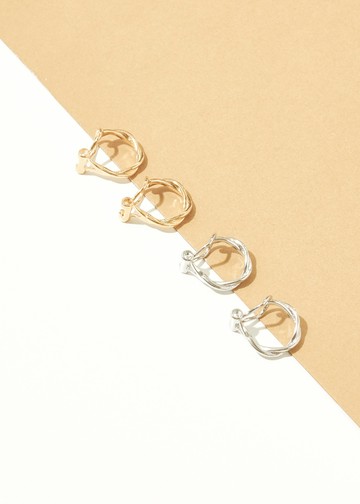 金屬交織．夾式耳環