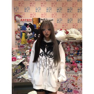 斷片小說原創 暗黑日系連帽短外套寬松上衣秋冬女