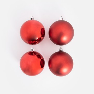 經典素色吊飾球紅色四入組  8cm