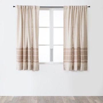 奧可利拼接緹花半腰窗簾270x165cm 彌月咖