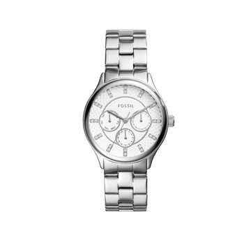 Modern Sophisticate 晶鑽雙時標三眼功能女錶 銀色不鏽鋼錶帶 36 MM BQW1560