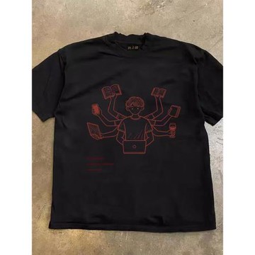 搞錢做慈善 3A260克純棉雙紗！向上俠！重磅情侶女寬松短袖T恤男