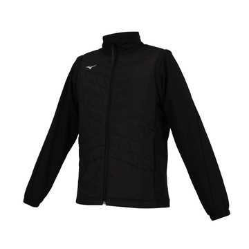 mizuno 男鋪棉保暖兩穿背心外套-袖可拆-背心 上衣 美津濃 黑白