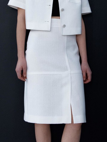 SUMMER TWEED H MIDI SKIRT [WHITE]