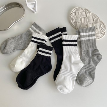 大唐襪業 D735男女中性款純棉中筒襪學院風二槓純色長襪ins潮學生運動吸汗襪