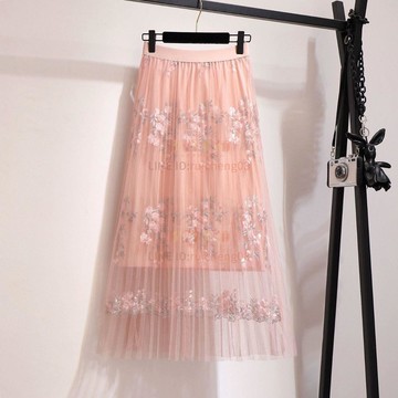 蕾絲網紗半身裙裙子長裙a字裙小仙女裙中長款韓版時尚百搭四季可穿