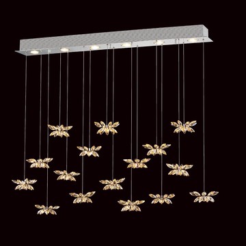 花朵造型琥珀色水晶鏡面不鏽鋼吊燈(附燈泡) 40-70451