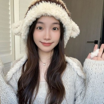 新品💖新品💖小羊帽子顯臉小秋冬混線皮草編織diy材料包帽子材料包 防寒帽子 鉤織保暖帽子 毛線編織帽子材料包 防寒帽