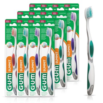 [5美國直購] Sunstar GUM Summit 505 錐形 軟刷毛 手動牙刷 12入 (顏色隨機) Soft Toothbrush