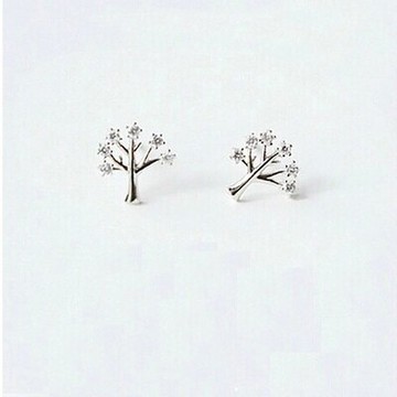 925純銀耳環鑲鑽耳飾-閃耀精緻小樹造型情人節生日禮物女飾品2色73gk114【獨家進口】【米蘭精品】