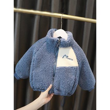 男童秋冬加絨外套2024新款洋氣嬰兒加厚兒童冬裝一歲寶寶棉服冬季