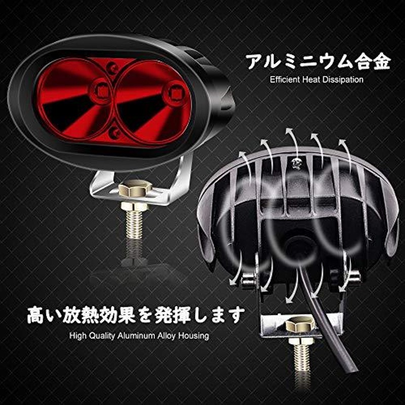 X-STYLE フォークリフト 20W LEDワークライト 作業灯 赤い 12V 24V 狭