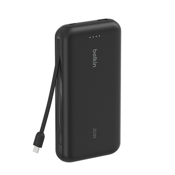 BELKIN BoostCharge 20000mAh 自帶USB-C線快充行動電源-30W(BPB024)_1A+1C+1 TYPE-C線