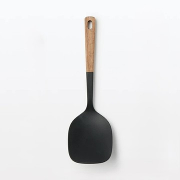 日本 MUJI 無印良品 木柄矽膠鍋鏟-方頭 廚房料理烘焙用品 耐熱矽膠【南風百貨】