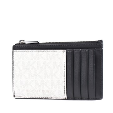 MICHAEL KORS 男款 緹花LOGO防刮證件/拉鍊零錢包-白色