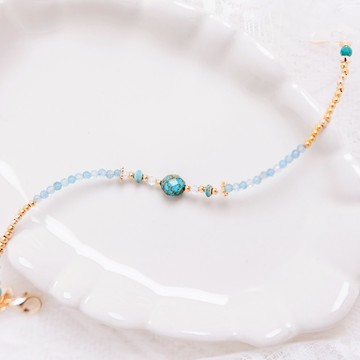 【Ficelle輕珠寶】十二月誕生石 • 幸運日記｜ 綠松石 淡水珍珠 磷灰石 誕生石 生日水晶 黃銅鍍18K金 手鍊