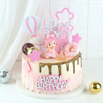 [Hare.D]現貨 4入 城堡熱 氣球插牌組 蛋糕裝飾 烘培裝飾 慶生 蛋糕 擺件 生日