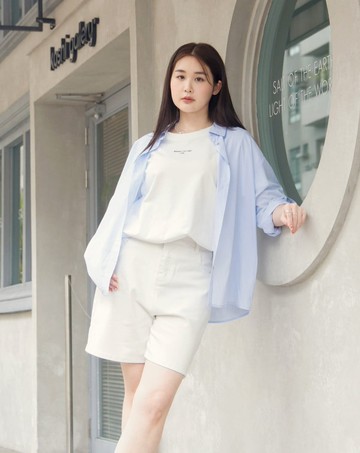 寬鬆挺版牛仔五分褲