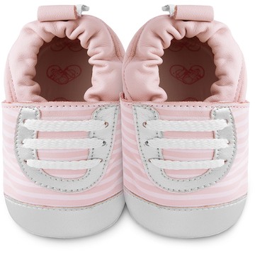 英國 shooshoos 安全無毒真皮手工鞋/學步鞋/嬰兒鞋_粉銀斑馬紋運動型_101039 (公司貨)