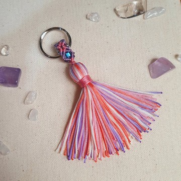 C011-手工編織串珠小流蘇鑰匙圈