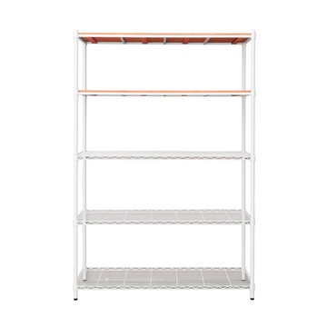 【dayneeds】松木 120x45x180cm 烤漆五層架 白框+柚木色板