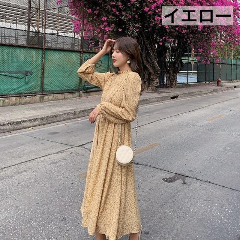 ハイネックフレア袖ロングドレスシフォン GIRL DRESS FOR NOW ドレス シフォンシャーリングハイネック