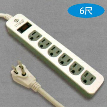 威電牌電腦延長線/CK3165-06/3孔6座1切/15A/6尺/條