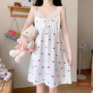 帶胸墊吊帶睡裙女夏季薄款性感美背誘惑甜美蕾絲高級感睡衣家居服