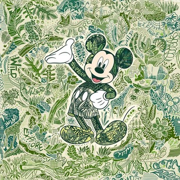 [Disney聯名限量款]揮灑 米奇(綠)天絲絲巾