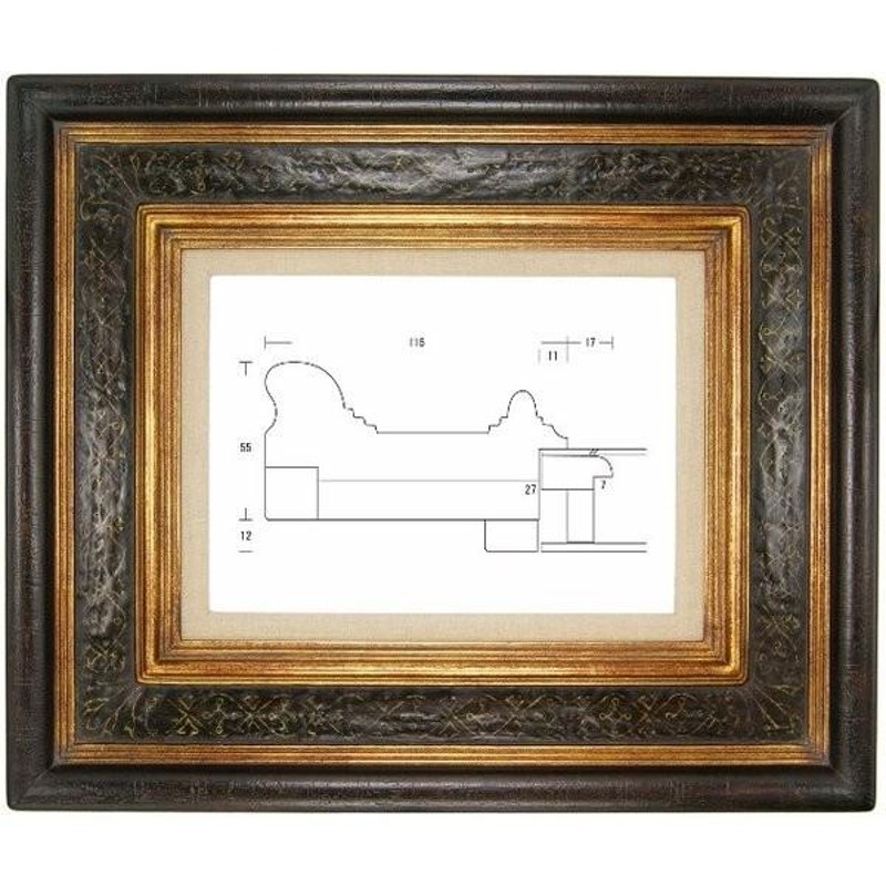額縁 油彩額縁 油絵額縁 木製フレーム SACA04-03 金+黒 サイズP10号