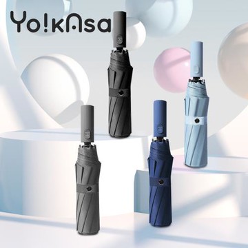 【Yo!kAsa】超大傘面晴雨兩用十骨黑膠自動傘 (四色任選)