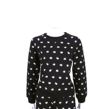 MOSCHINO 黑色骨頭圖印棉質長袖上衣