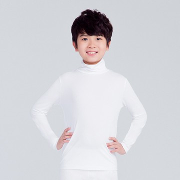 MIT溫灸刷毛高領發熱衣(純淨白 童70-150)