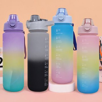 彈蓋漸層運動水壺(直筒款1000ml)