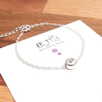 【客製化禮物】檸檬薄荷糖(小) 刻字款 圓形銀珠手鍊 925純銀客製