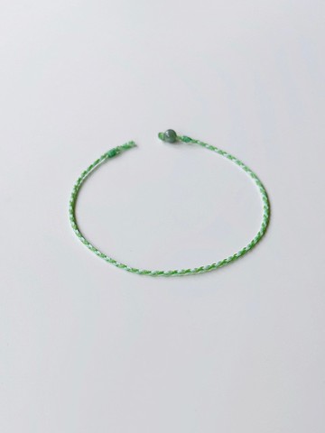 豆綠色緬甸玉 白+蘋果綠*2+薄荷綠 / 四股編 超極細 蠟線 幸運繩