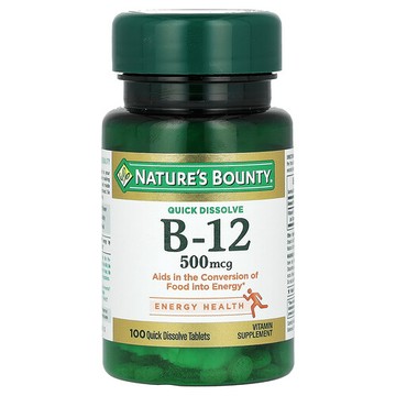 Nature's Bounty, 維生素 B-12，天然漿果味，500 微克，100 片速溶片