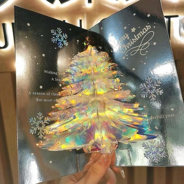 熱賣💡聖誕限定💯聖誕節賀卡高顔值3d立體閃閃髮光的樹ins風燙金卡片高級禮物定製聖誕裝飾 聖誕禮物 聖誕氛圍 立體生日卡