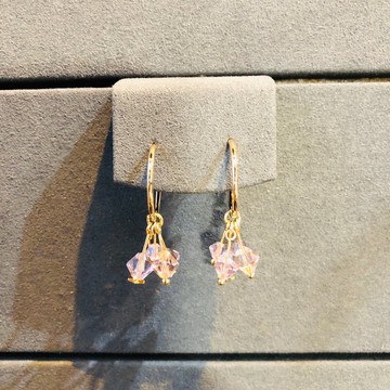 流星耳環 925純銀鍍金耳環 水晶耳環 粉紅色耳環 情人節禮物 浪漫