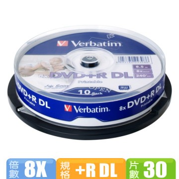 威寶 Life版  8X DVD+R DL  滿版可印 桶裝 (30片)