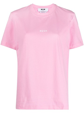 MSGM - logo-print cotton T-shirt - women - Cotton - S - Pink