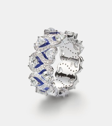 Kamyen Roman Heart 18kt white gold and enamel ring with diamonds