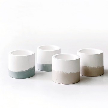 (預購) 奶茶系列 x 莫蘭迪綠系列 小圓形雙色水泥盆器四件組