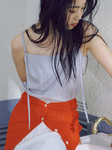 Strap Sleeveless Blouse [Light Grey] (KE5560M052)